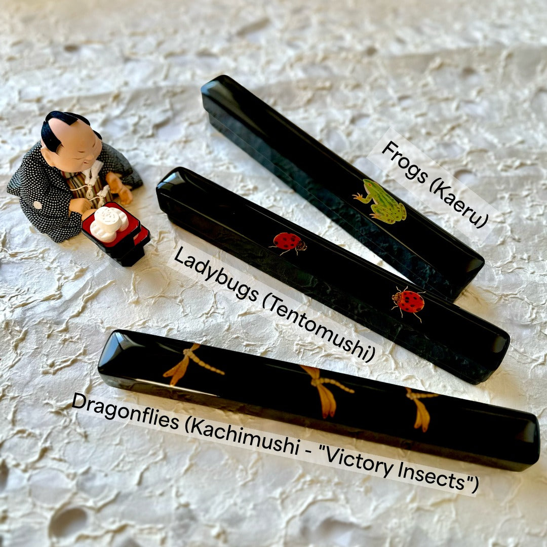 Handcrafted Wajima Lacquer Paperweight - Lucky Motifs (Dragonfly/Ladybug/Frog)